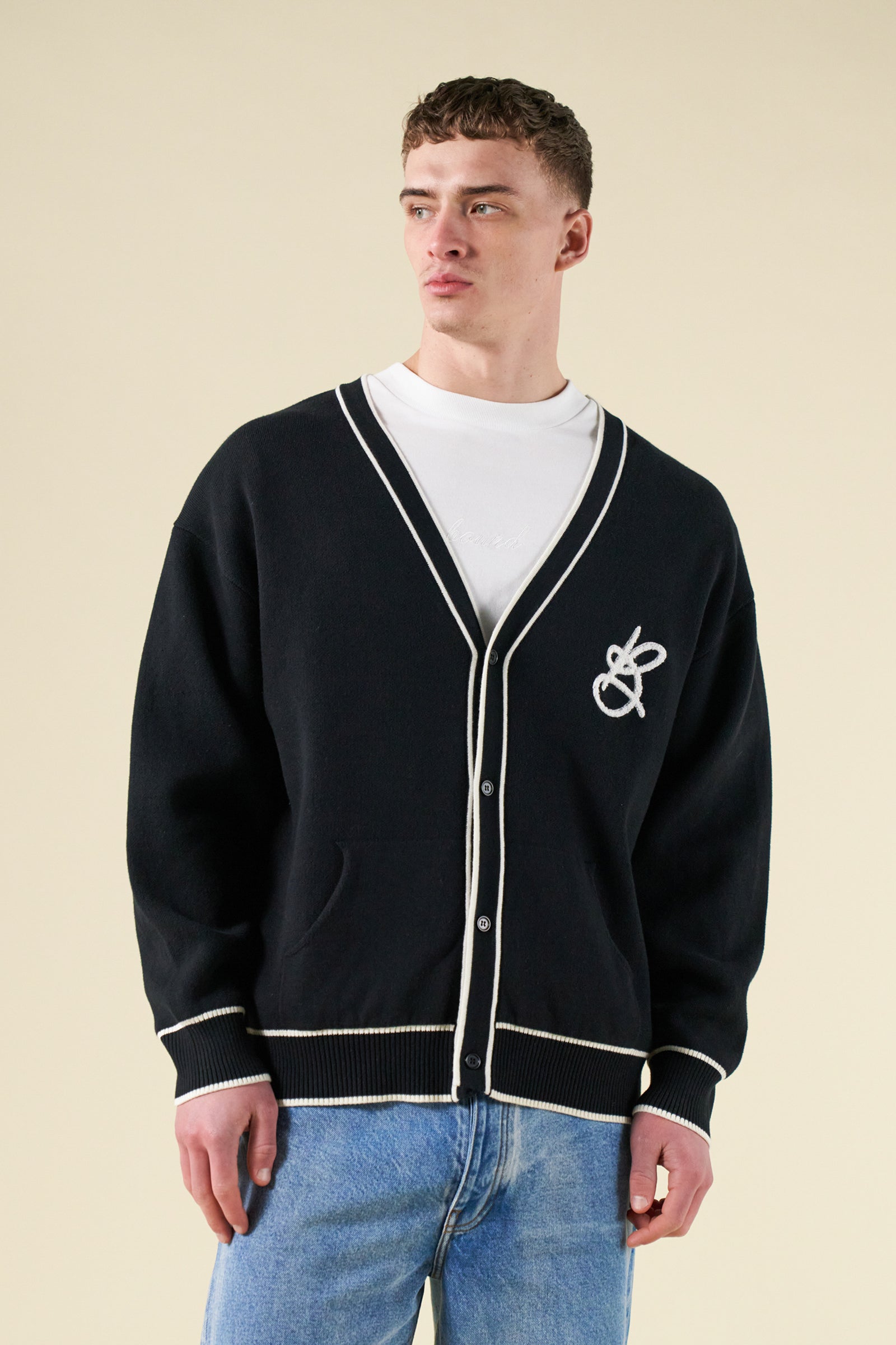 SIGNATURE CHENILLE CARDIGAN - BLACK