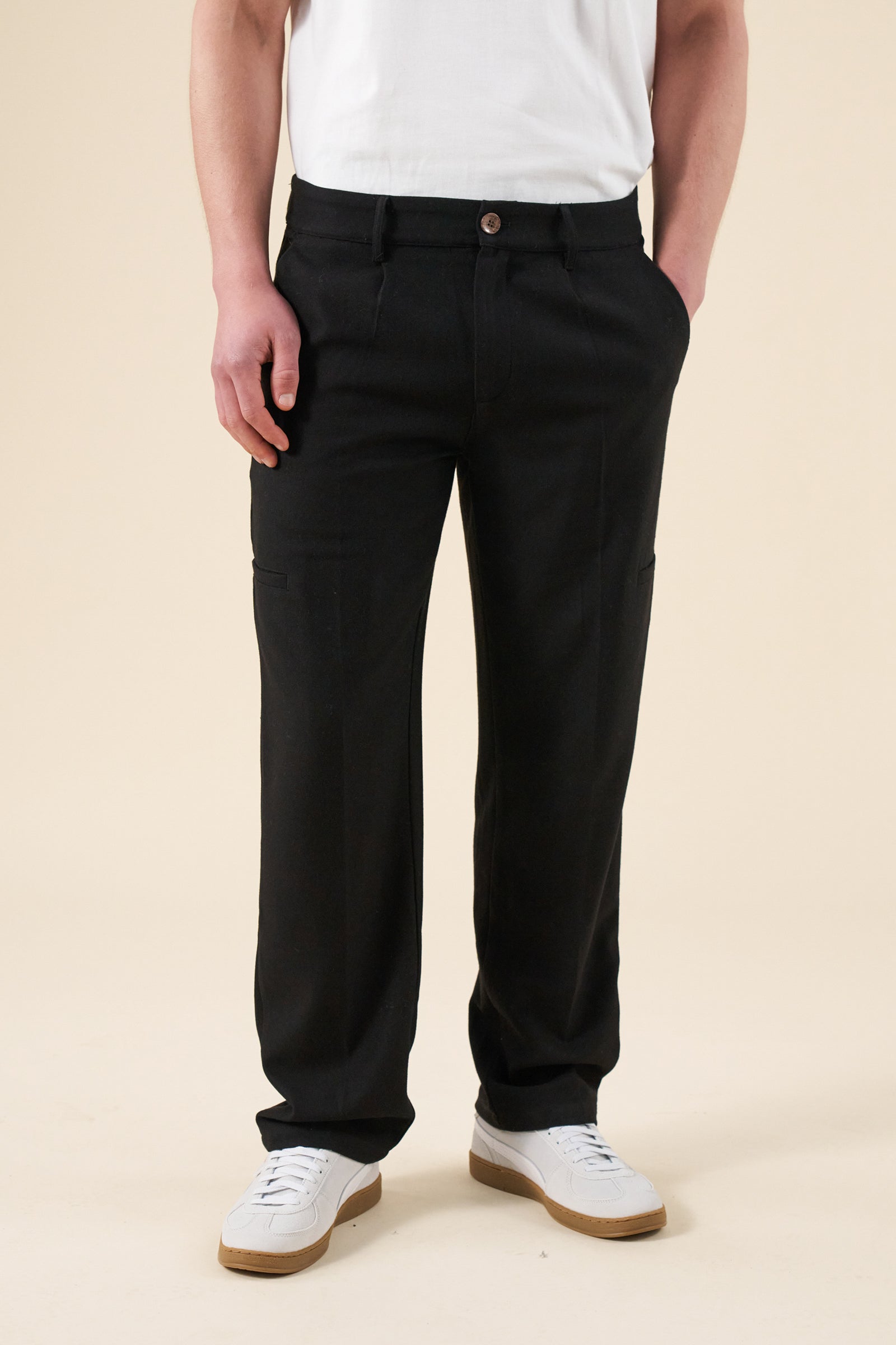 TAPERED CASUAL TROUSER  - BLACK