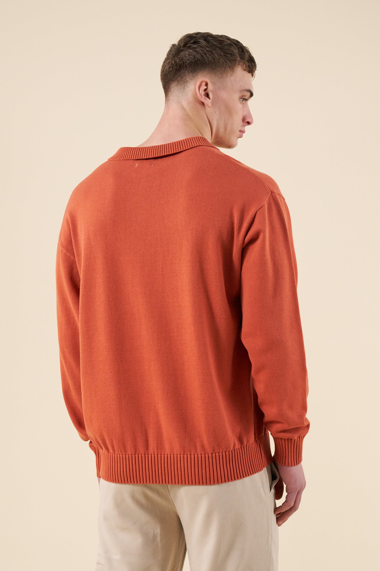 TROPEZ KNIT POLO SWEATER - ORANGE