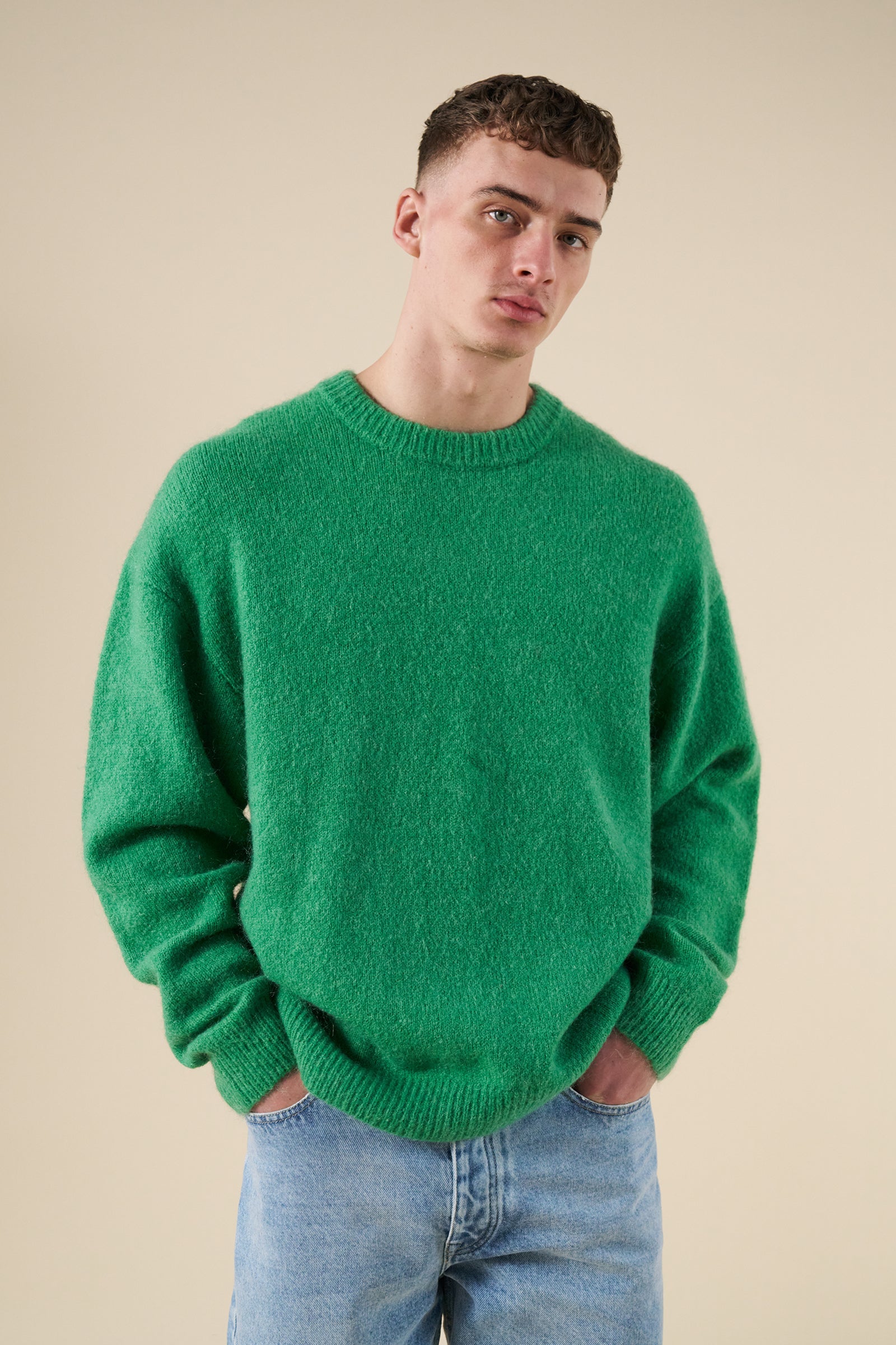 BAXTER MOHAIR BLEND SWEATER - KELLY GREEN