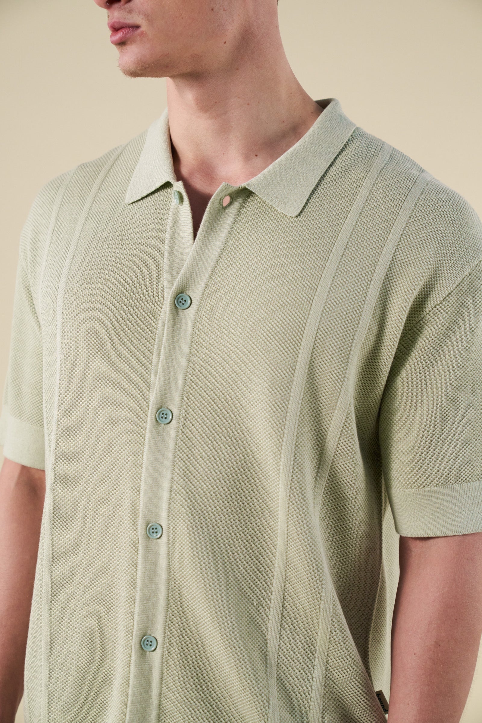 STANLEY WAFFLE KNIT POLO - PISTACHIO