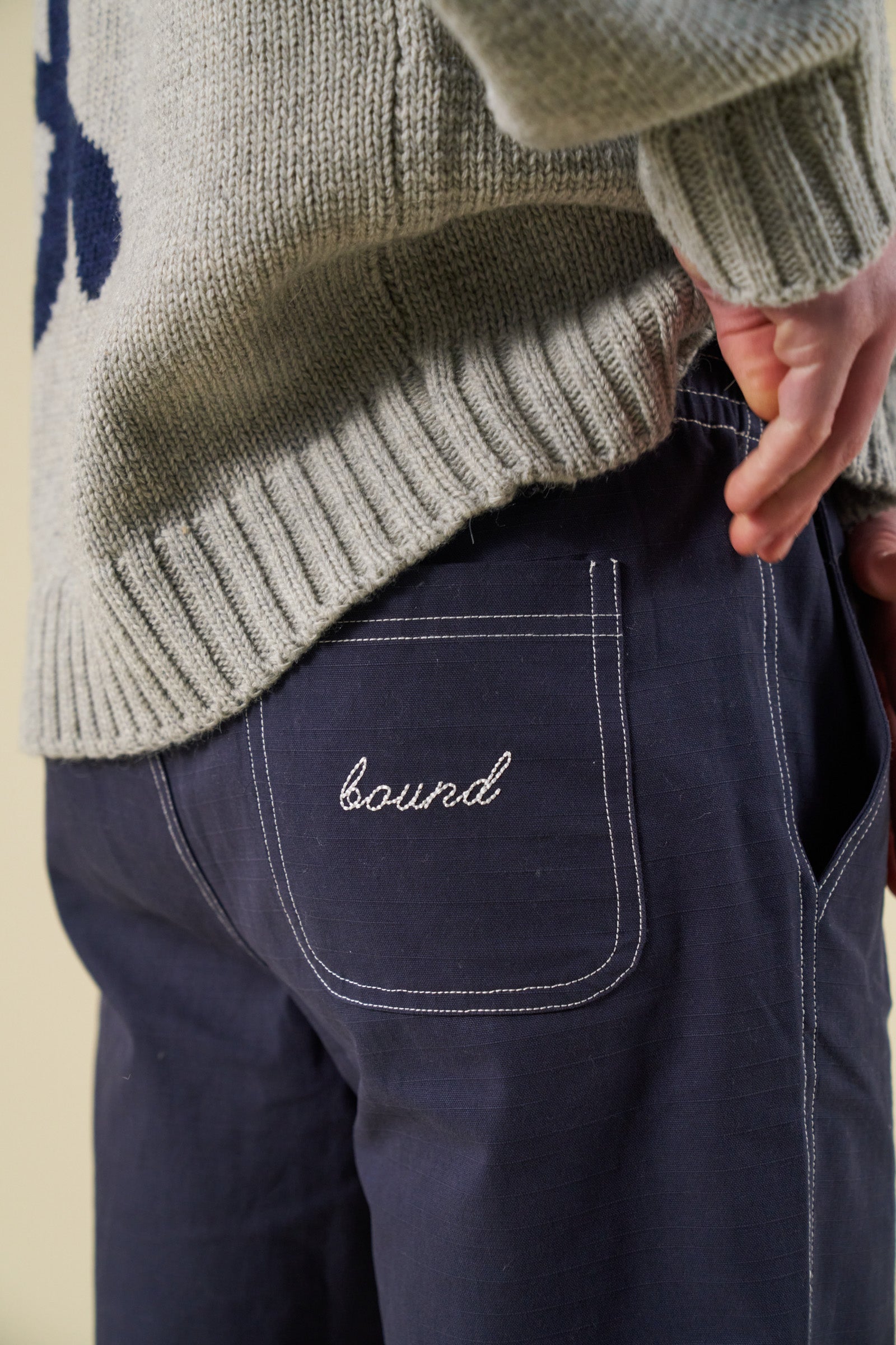 CONTRAST RIPSTOP CANVAS TROUSER - MID BLUE