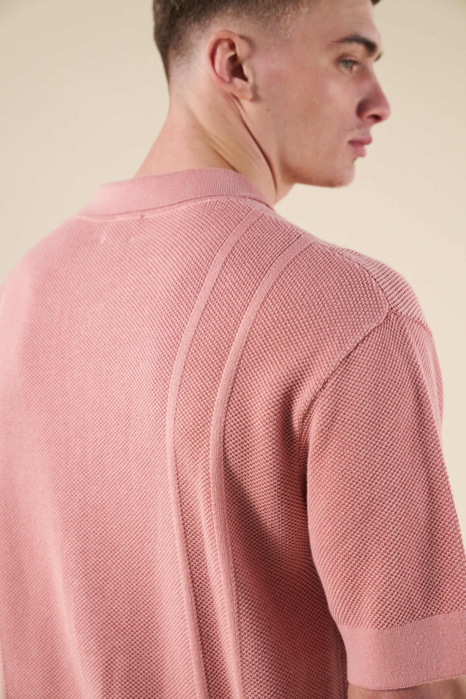 STANLEY WAFFLE KNIT POLO - ROSE PINK
