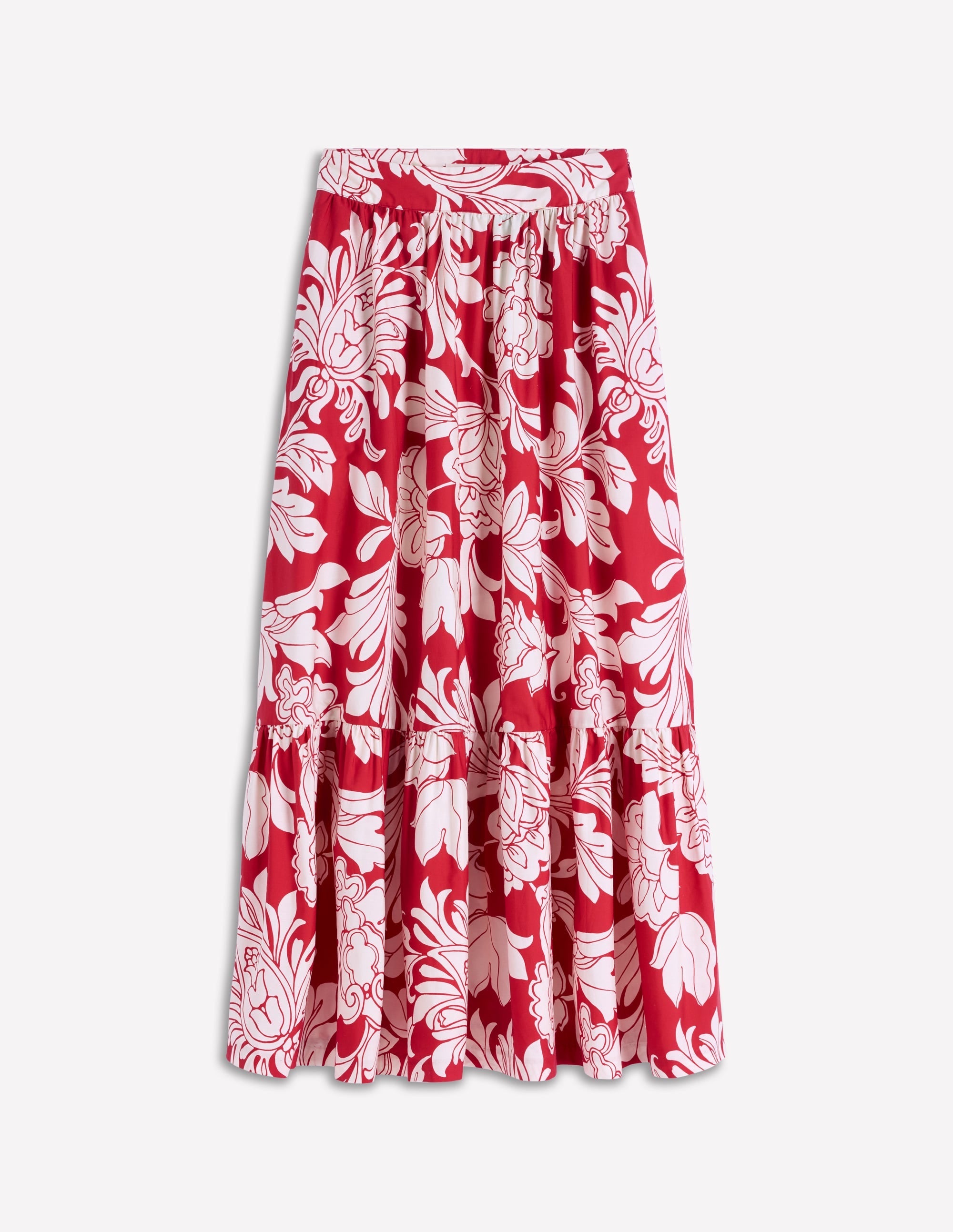 Abigail Poplin Maxi Skirt-Salsa, Delicate Blossom