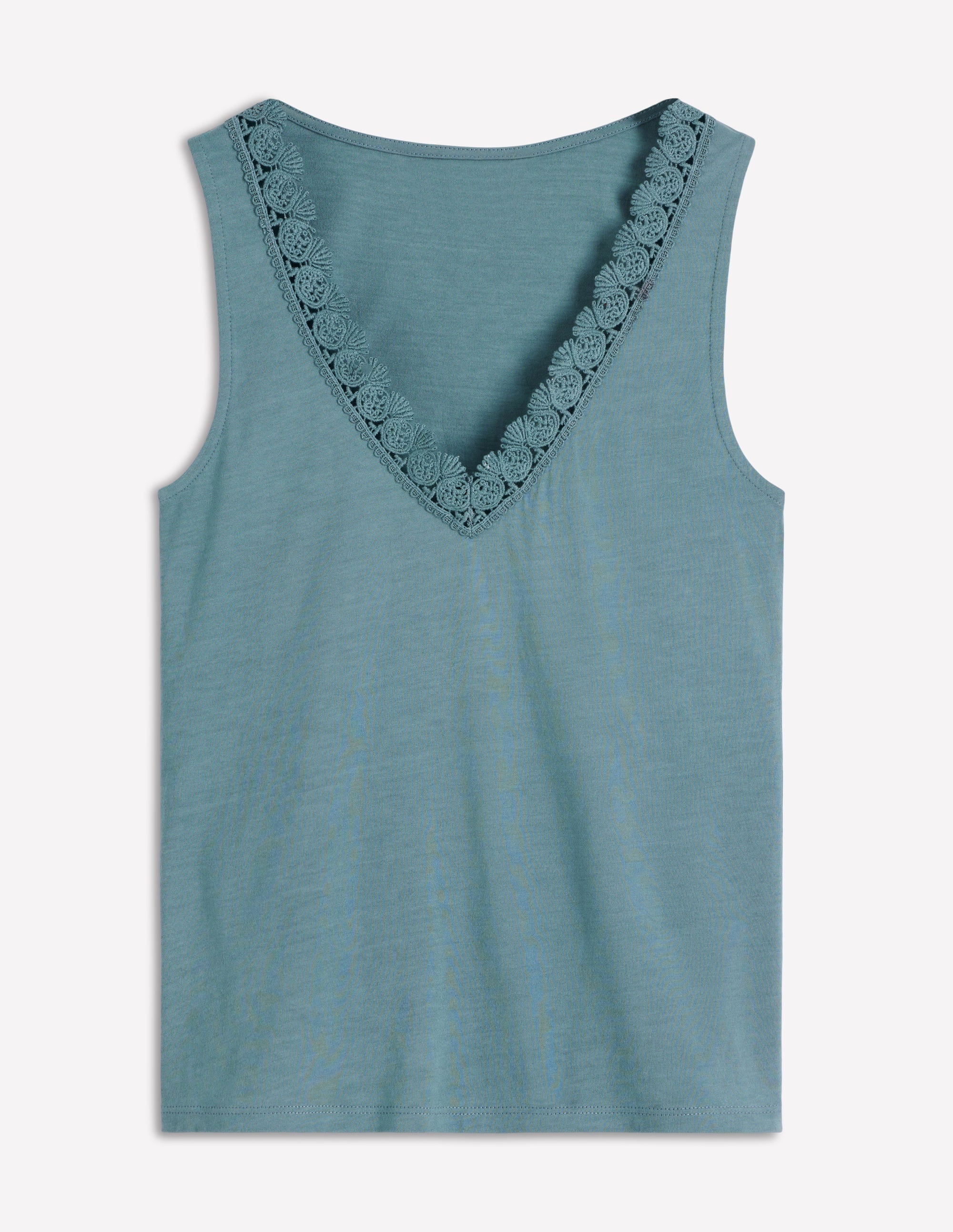 Flora Lace Trim Supersoft Vest-Captains Blue