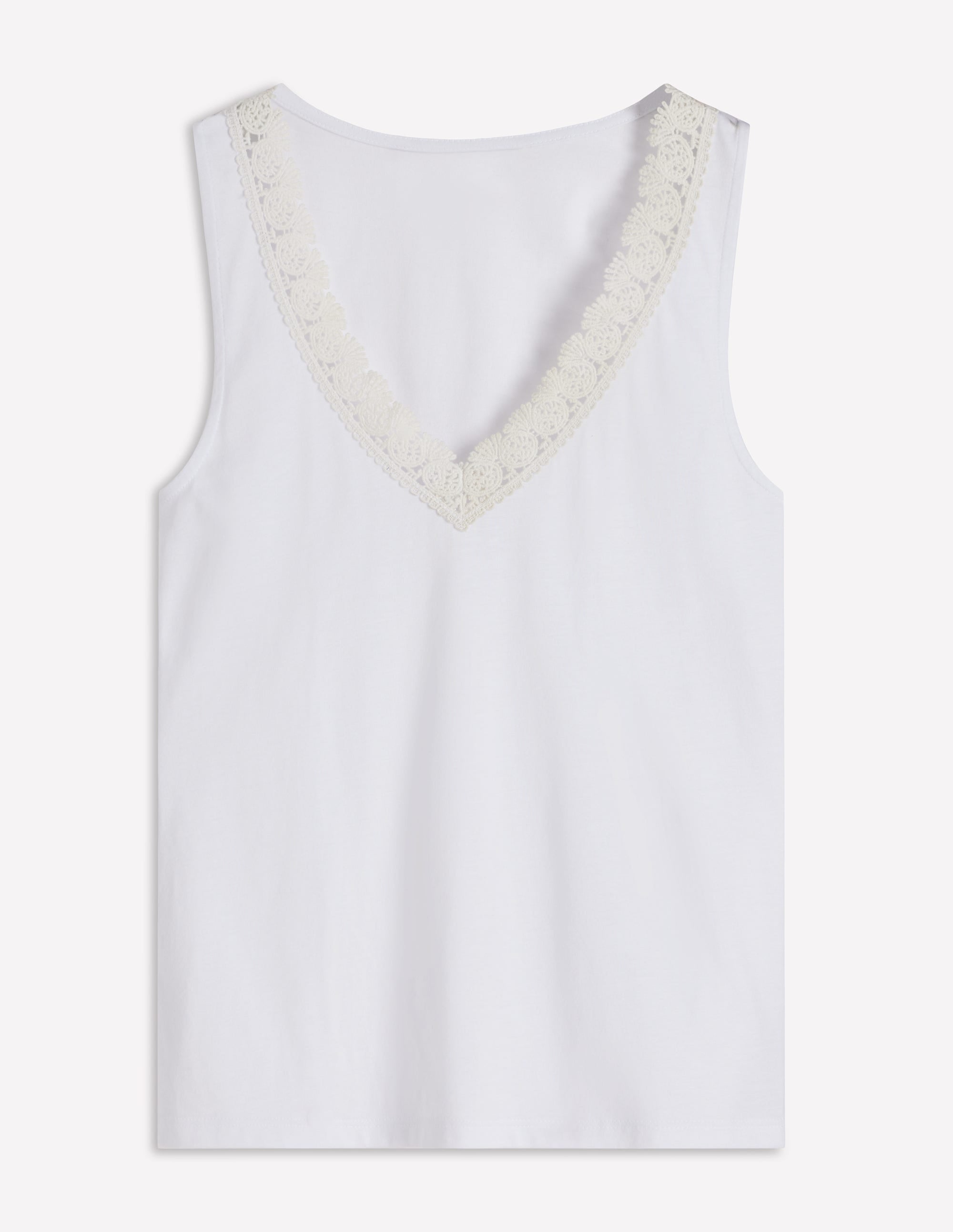 Flora Lace Trim Supersoft Vest-Brilliant White