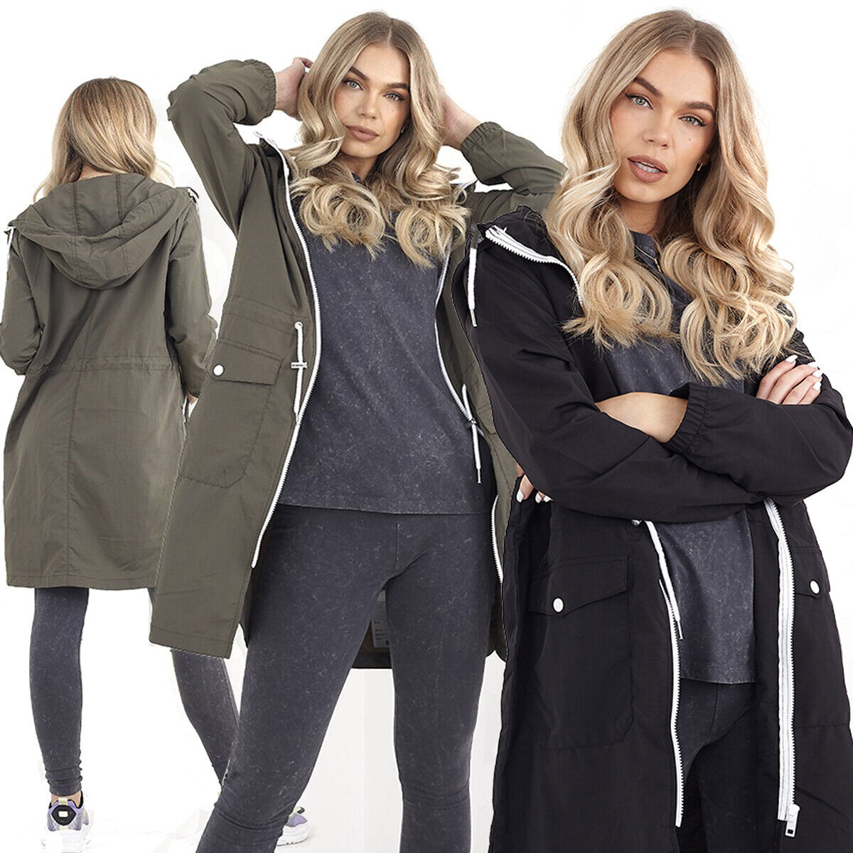 Womens Devan Lightweight Longline Zip Through Hooded Mac