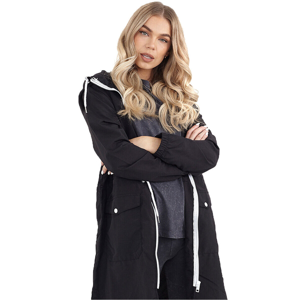 Womens Devan Lightweight Longline Zip Through Hooded Mac