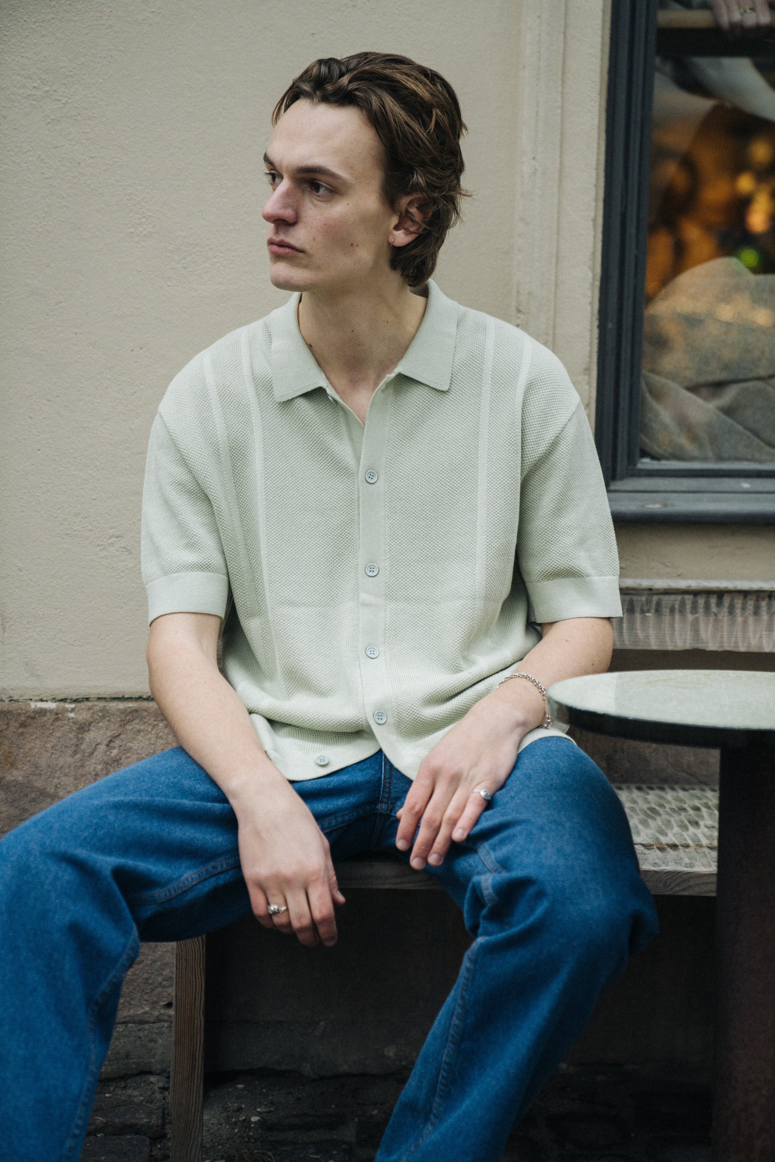 STANLEY WAFFLE KNIT POLO - PISTACHIO