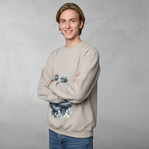 "Apollo and Emperor Augustus Love" Men Long Sleeves Sweatshirt Streetwear Edition Casual Wear In Natural Stone Tone