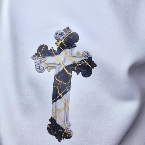 "Cross Edition" VAALLAN Streetwear Stylish White Crew Neck Sweatshirt Casual Wear Evening Sweatshirt Vibe