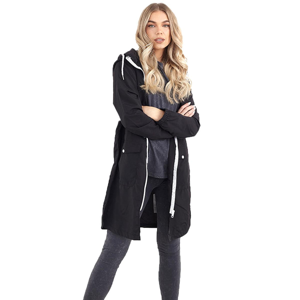 Womens Devan Lightweight Longline Zip Through Hooded Mac
