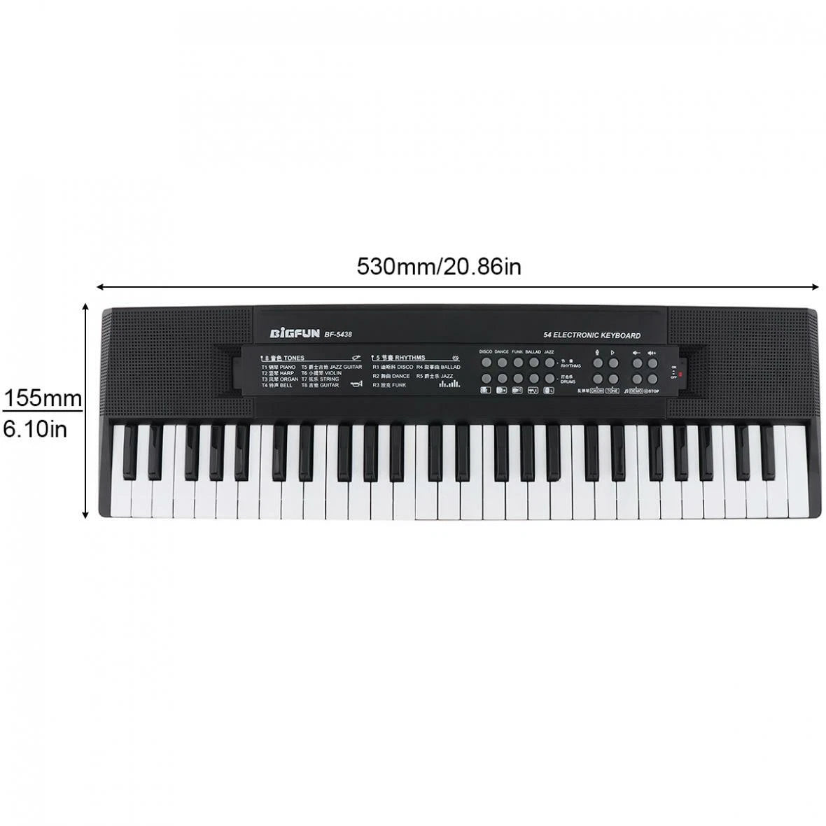 Digital Piano Keyboard 54 Keys - Portable Electronic Instrument with Microphone