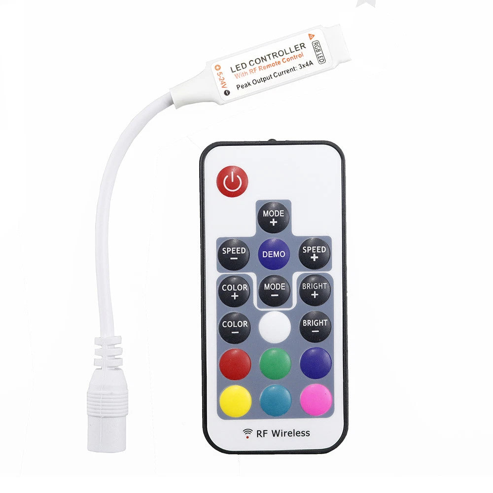 Mini Led RGB Remote Controller 5V-24V 17key RF Wireless For LED 5050 Strip RC693