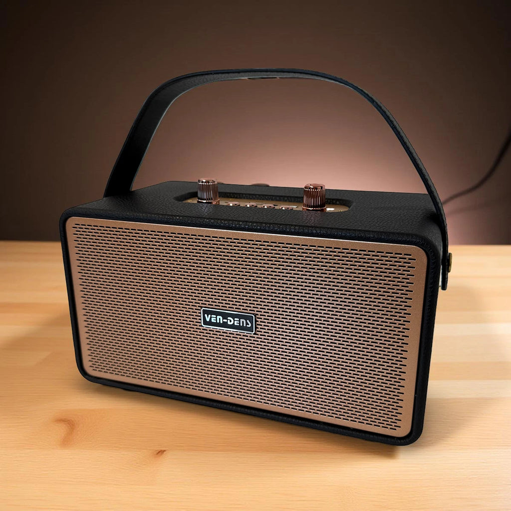Ven-Dens Portable Speaker | Rechargeable Bluetooth Speaker, AUX, FM Radio, USB-C