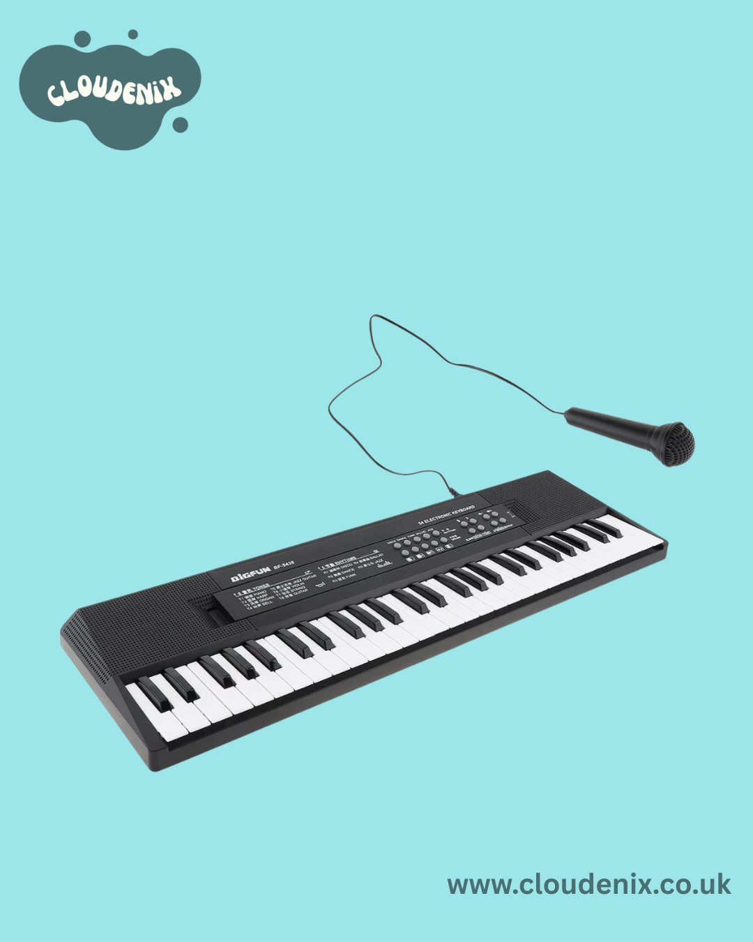 Digital Piano Keyboard 54 Keys - Portable Electronic Instrument with Microphone