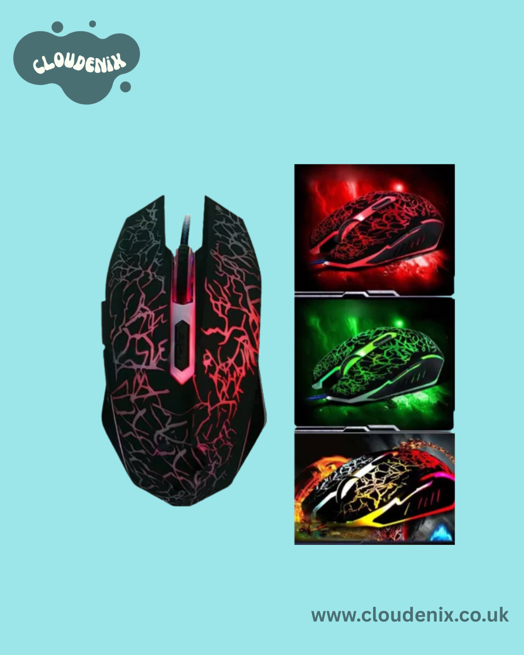 Genuine RGB LED Gaming Mouse Optical USB Wired for Desktop PC Laptop 2400 DPI UK